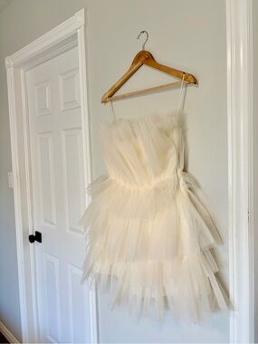 MARBLE Soft Ivory Tulle Mini Dress